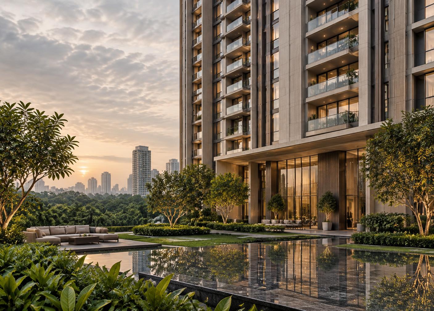 Indicative architecture and lifestyle image for the Trump Residences Gurgaon enquiry; not an image of the project